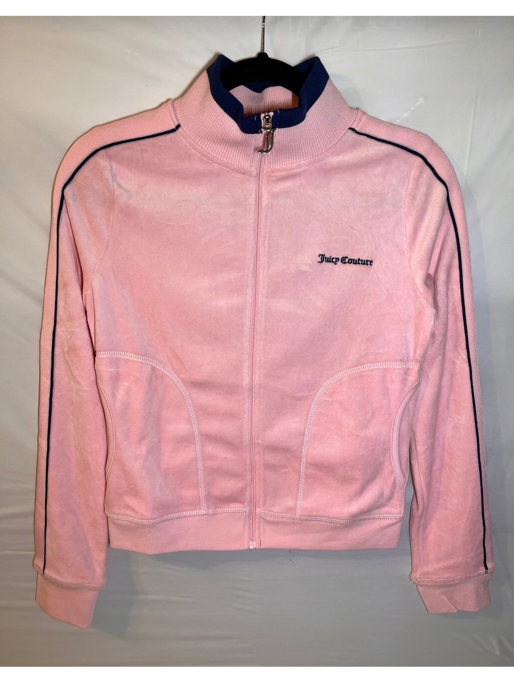 Juicy Couture Pink Cotton Velour Zip-Up Jacket Size Small